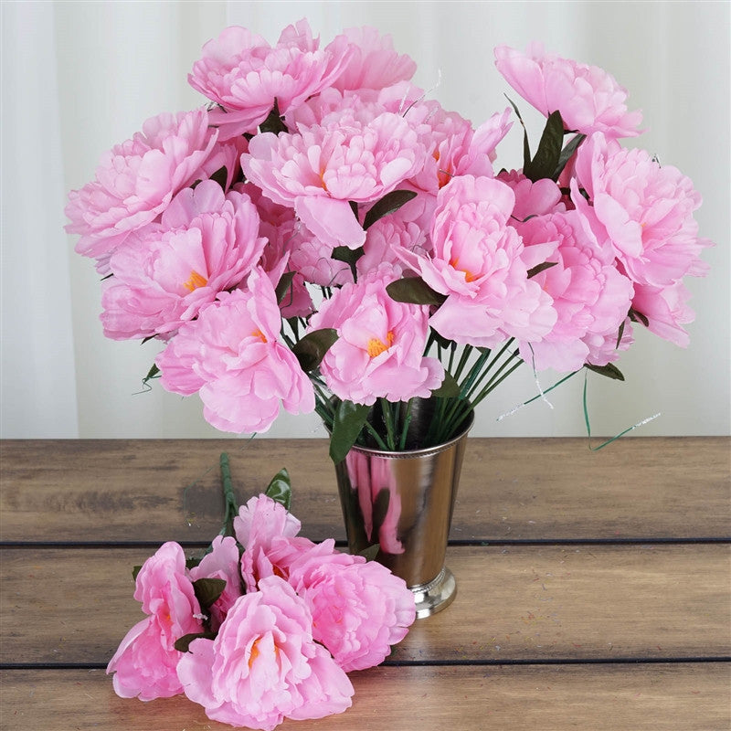 60 Silk Peony Pink Silk Flowers Factory