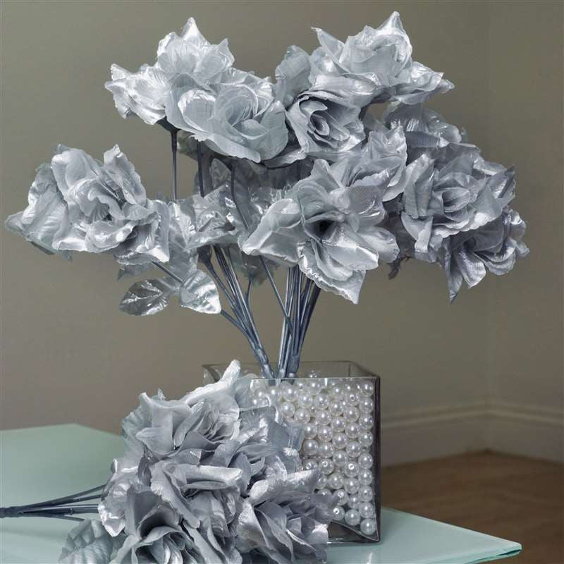 silver artificial flowers