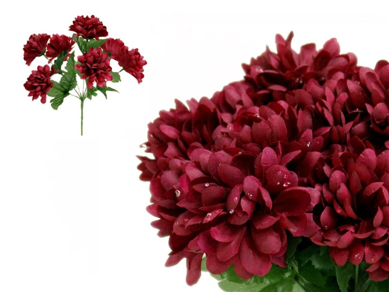 84 Silk Chrysanthemum Burgundy Silk Flowers Factory