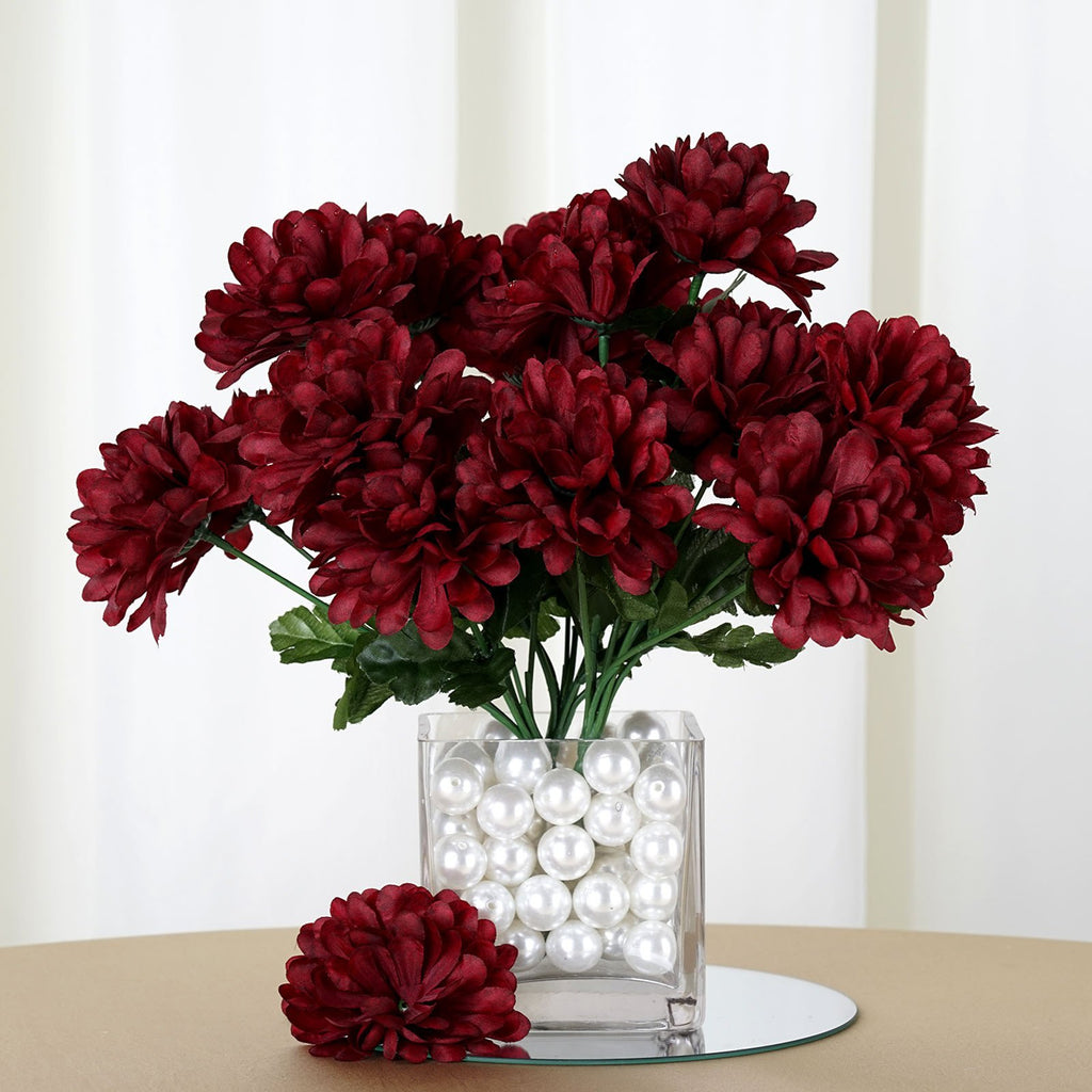 84 Silk Chrysanthemum Burgundy Silk Flowers Factory