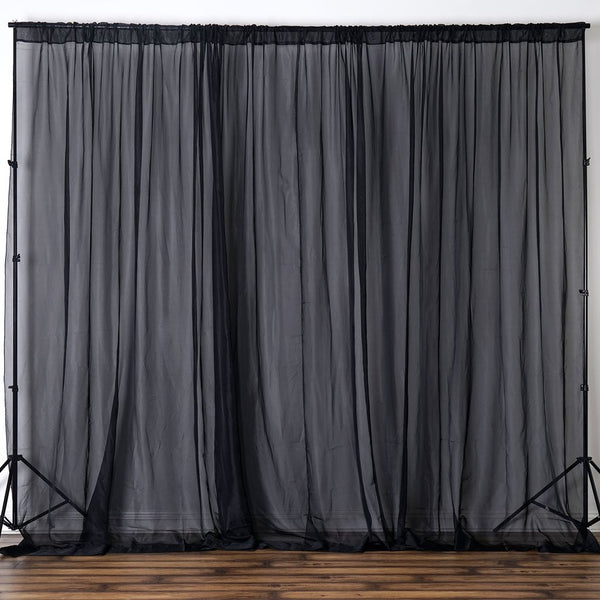 10FT Fire Retardant Black Sheer Curtain Panel Backdrops Window ...