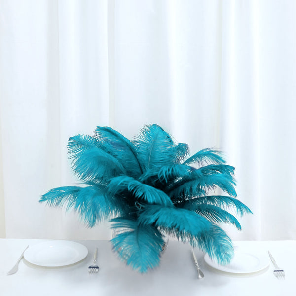 12 Pack | 13"-15" Natural Plume Real Ostrich Feathers Vase Centerpiece - Turquoise