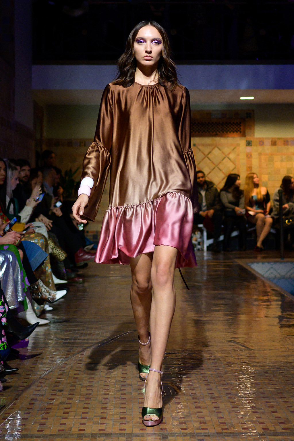 Cynthia Rowley Fall 2019 look 31 featuring a brown to pink ombre short dress