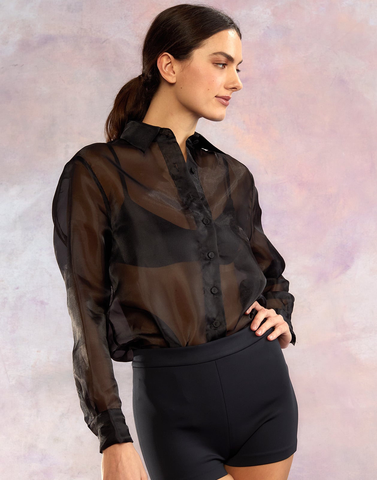 Organza Button Down Shirt