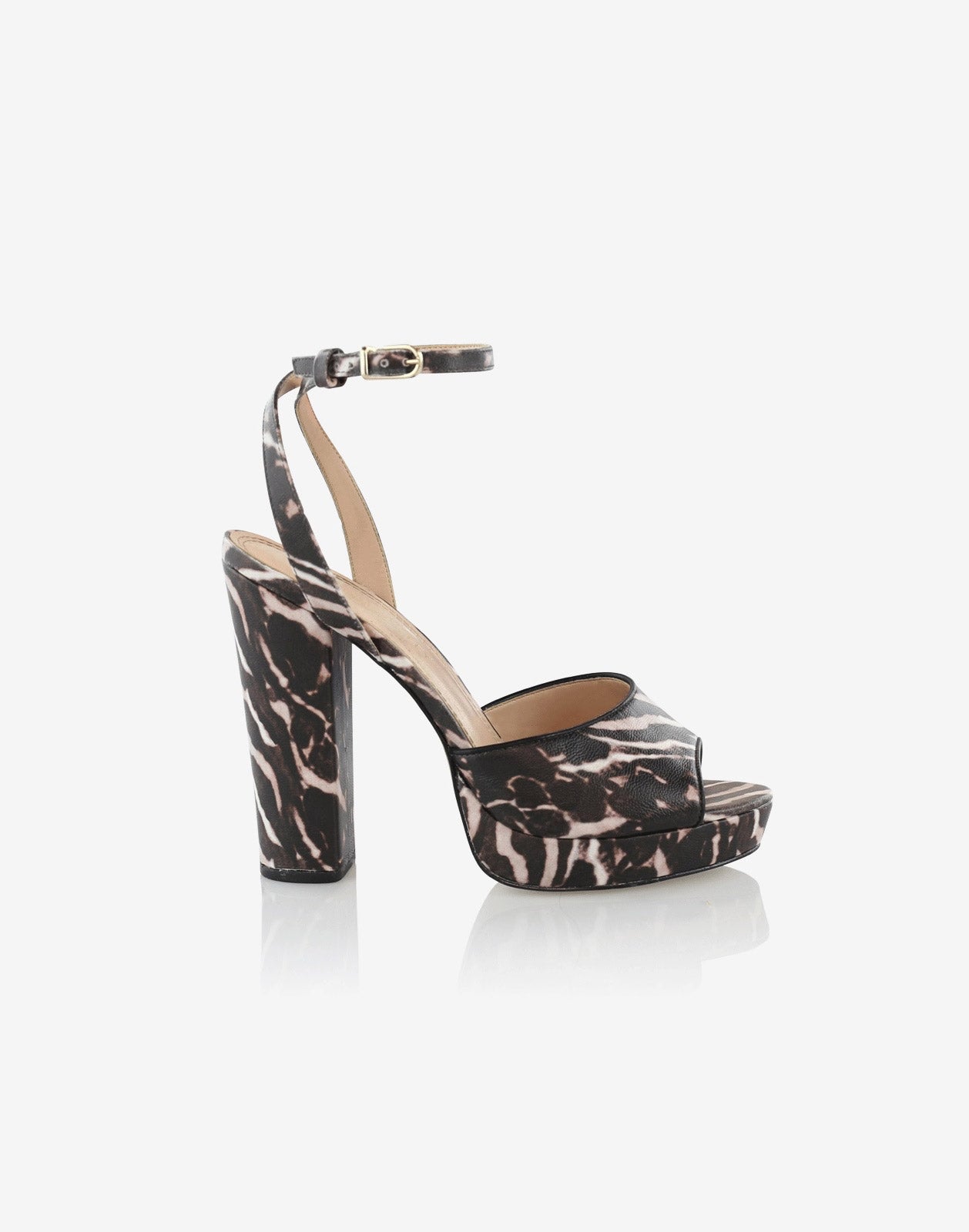 zebra platform heels