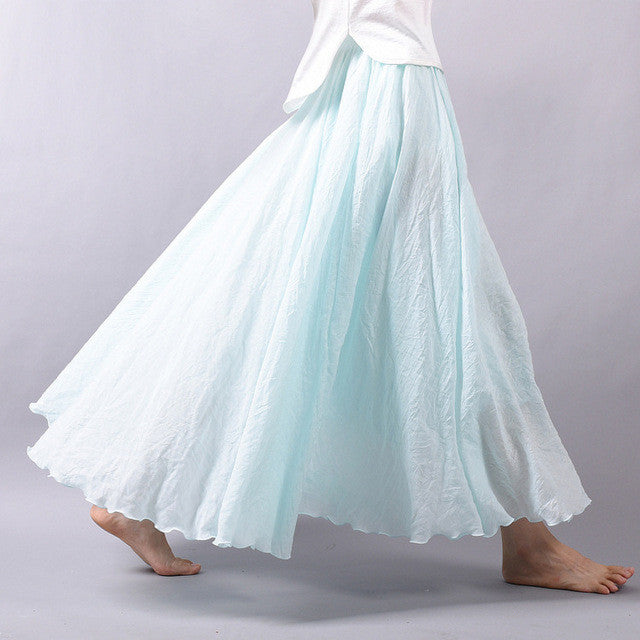 Erulisse Women's XS S M L Vintage Linen Cotton Boho Long Maxi Skirt ...