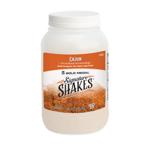 Front of Signature Shakes jar with Cajun seasoning graphics