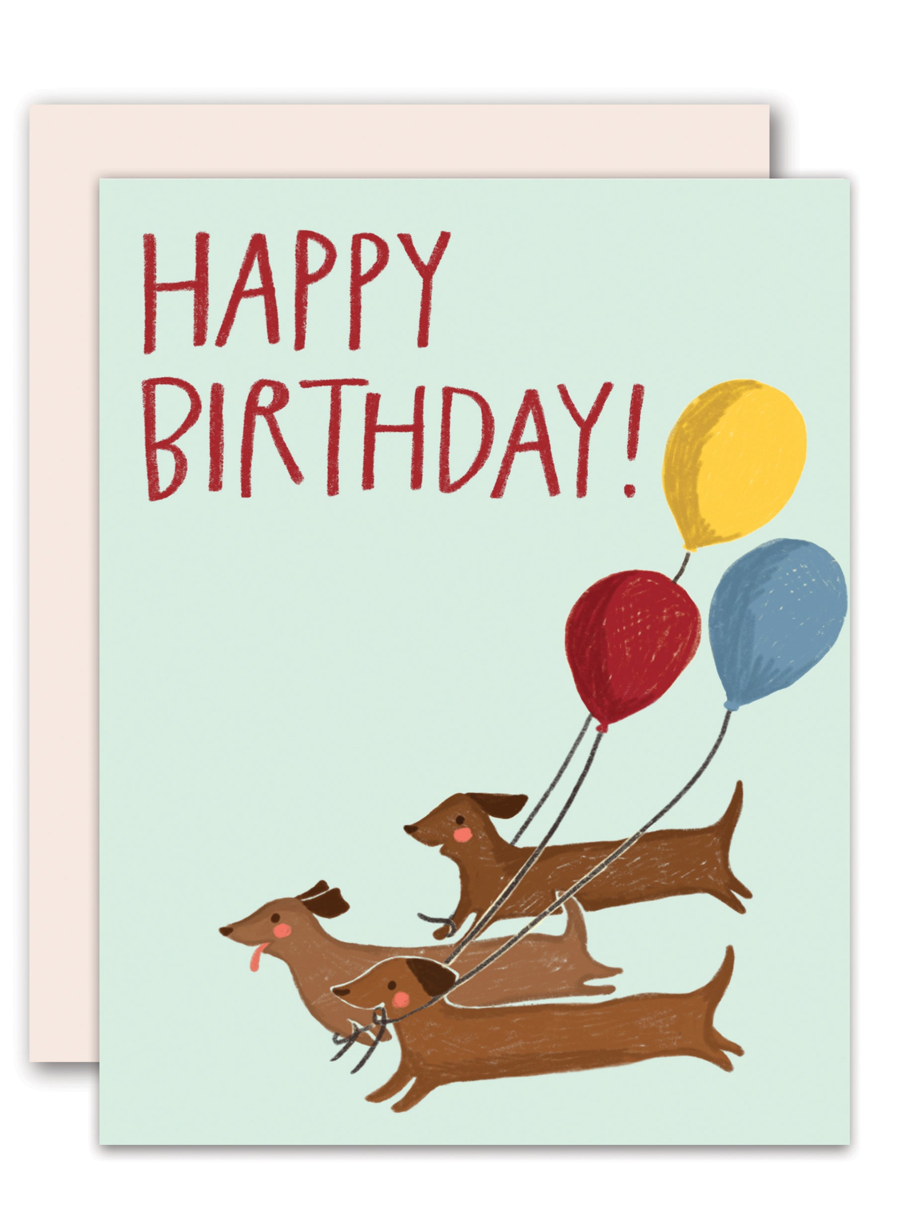 Dogs With Balloons Birthday Card Pencil Joy