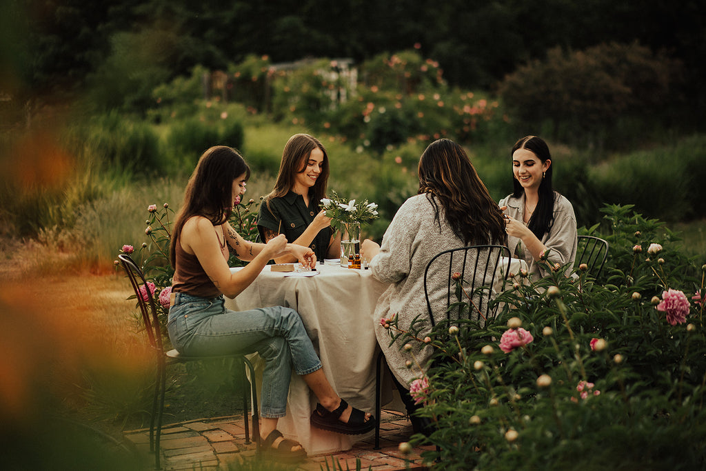 friends outside in garden