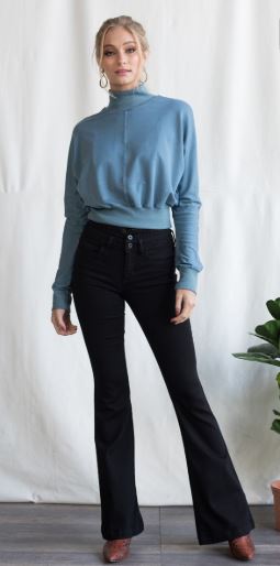 black high rise flare jeans