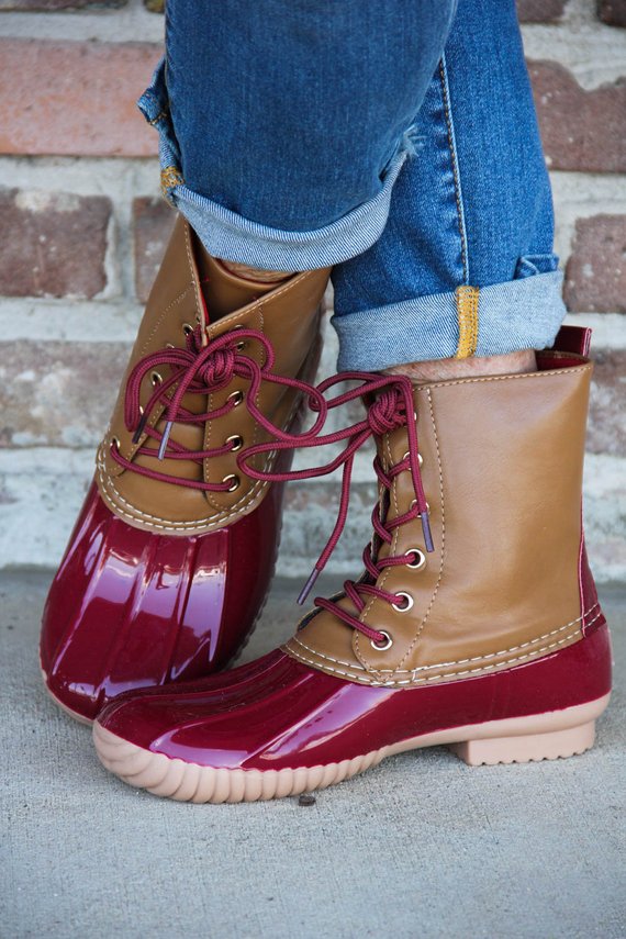 duck boots red