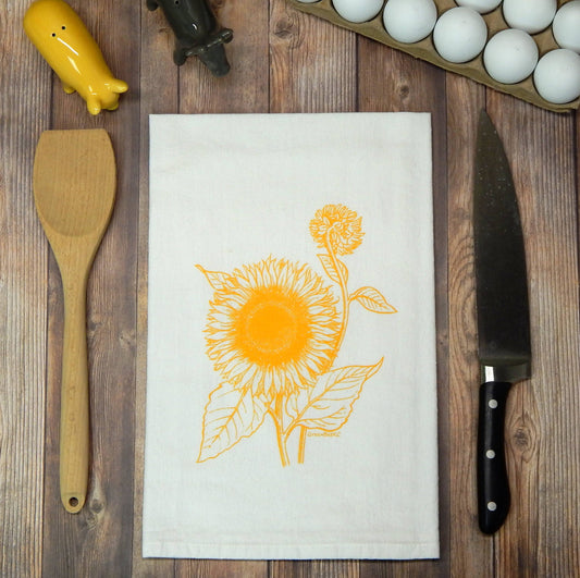 Sunflower Cow Flour Sack Tea Towel