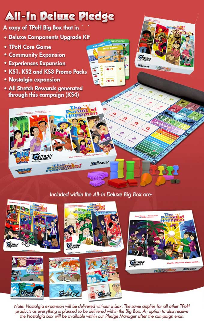 Pursuit of Happiness Board Game All in Deluxe pant Kickstarter TheGameteward game steward