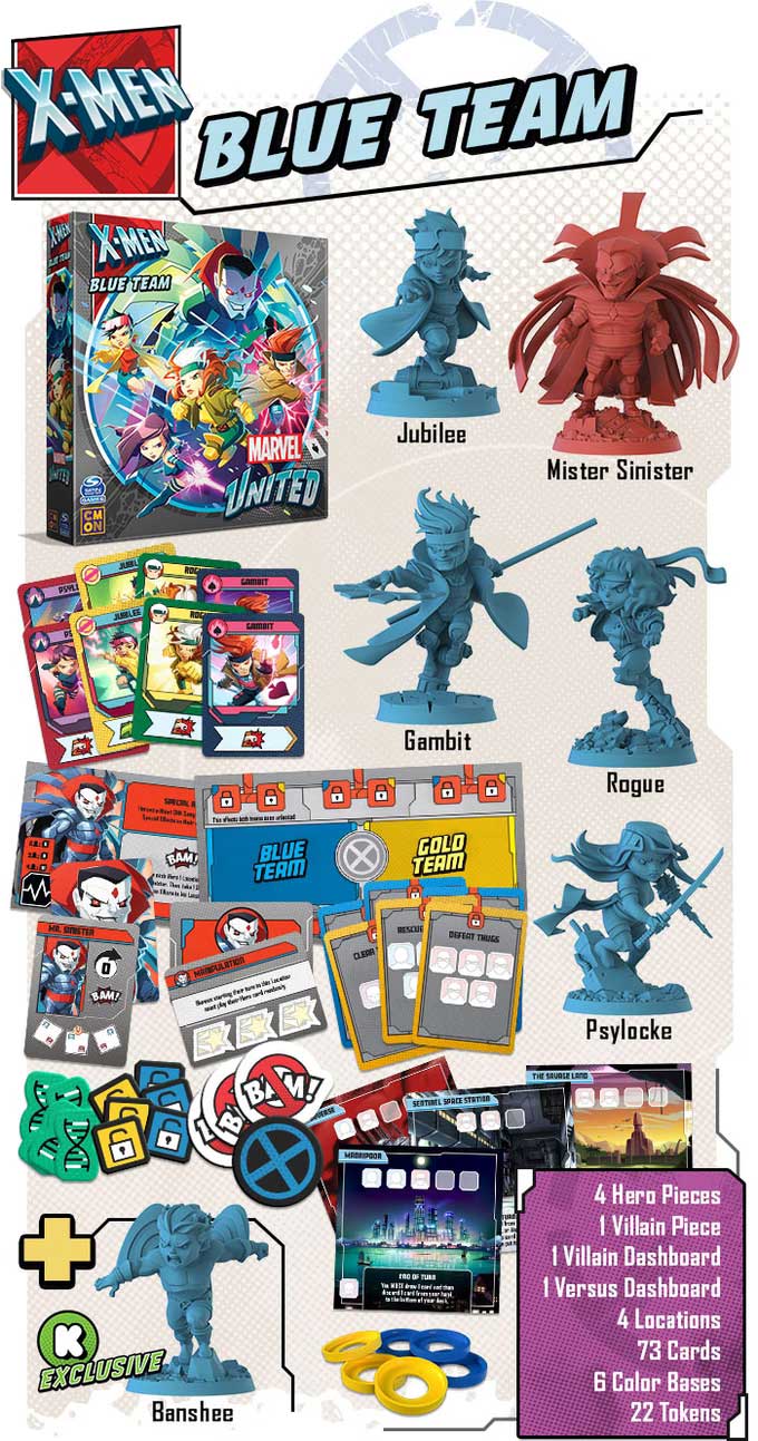 Marvel United X-Men Blue Team thegamesteward IL game steward Kickstarter Board Game