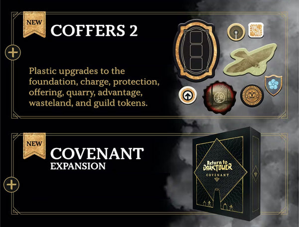 חזור למשחק לוח המגדל האפל הברית Covenant Kickstarter Customerkit the Game Steward thegamesteward