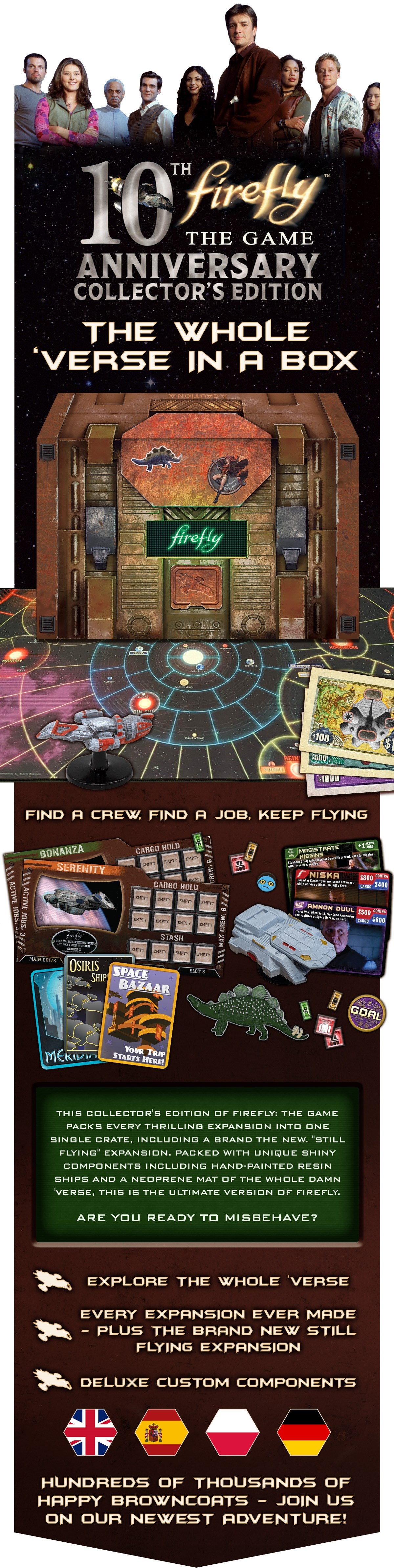 Firefly Board Game Kickstarter Game hittade Deluxe 10 -årsjubileumsutgåva thegamesteward de game steward