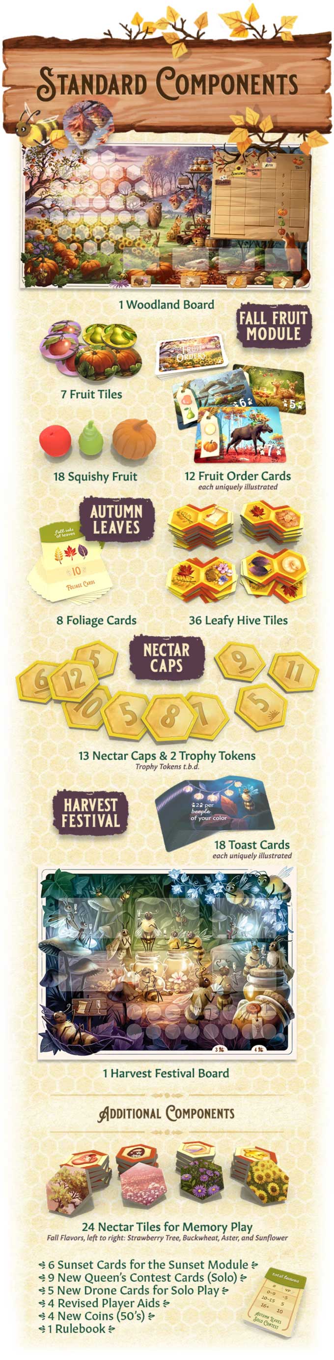 Honey Buzz Fall Funs Fall Player Pieces Pack Kickstarter thegamesteward IL game steward