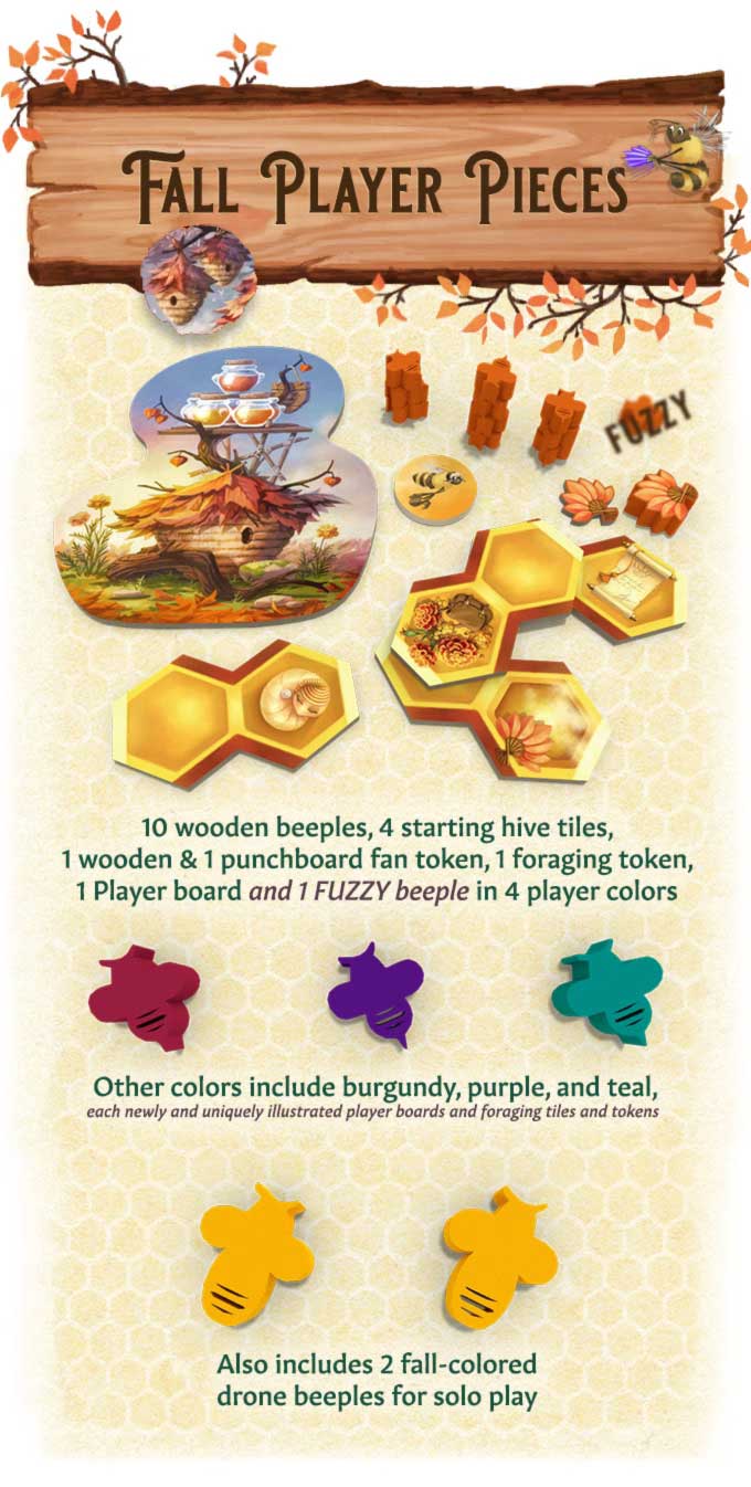 Honey Buzz: Fall Funs Fall Player Pieces Pack Kickstarter il Game Steward thegamesteward