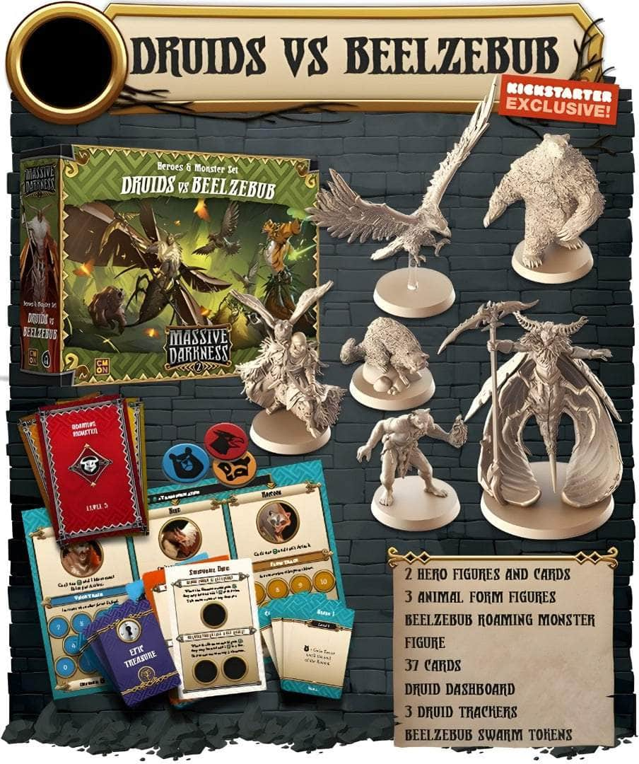 Massive Darkness 2: Druids Vs Beelzebub (الطلب المسبق الخاص بـ Kickstarter) توسيع لعبة Kickstarter Board CMON KS001684A