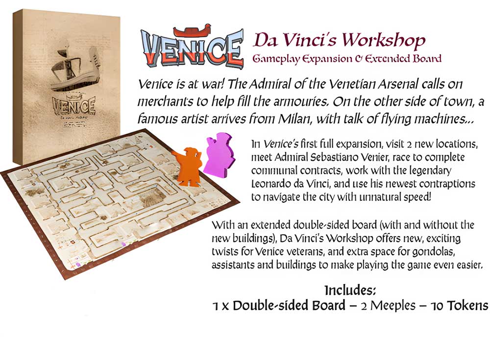 espansione del gioco da tavolo da workshop di Da Vinci game steward thegamesteward Kickstarter