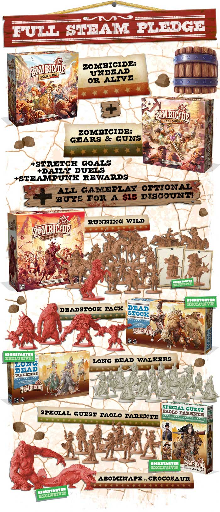 Zombicide Undead or Alive Full Steam Pledge The Game Steward thegamesteward kickstarter CMON