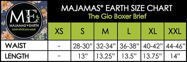 MAJAMAS EARTH SIZE CHART MEN The Gio Boxer Brief