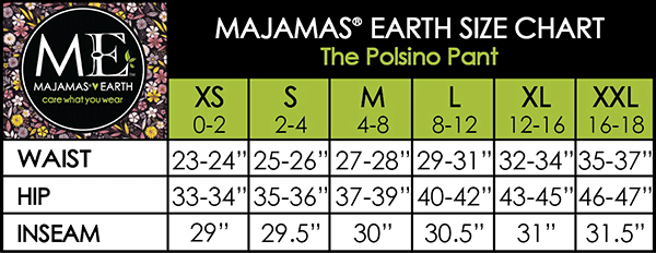 MAJAMAS EARTH SIZE CHART ESSENTIALS WOMEN BOTTOMS The Polsino Pant