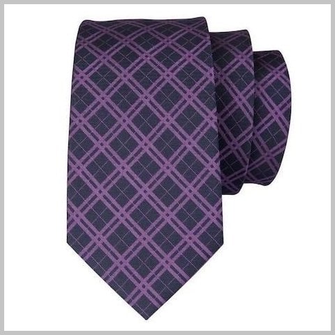 Cravatta in seta a quadri viola nera