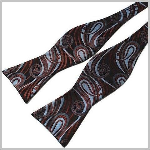 Brown Modern Paisley Silk Self Tie Bow Tie