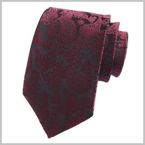 Burgundy Red Paisley Silk Tie