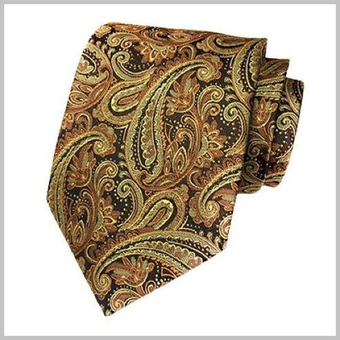 Gold Paisley Silk Tie