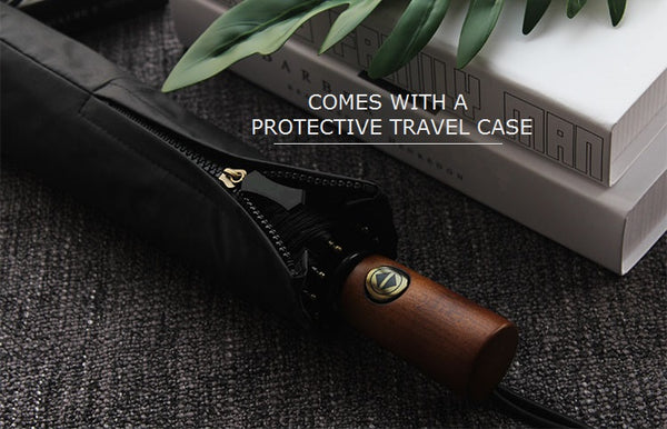 Protective case/bag for the grey travel umbrella with a wooden handle