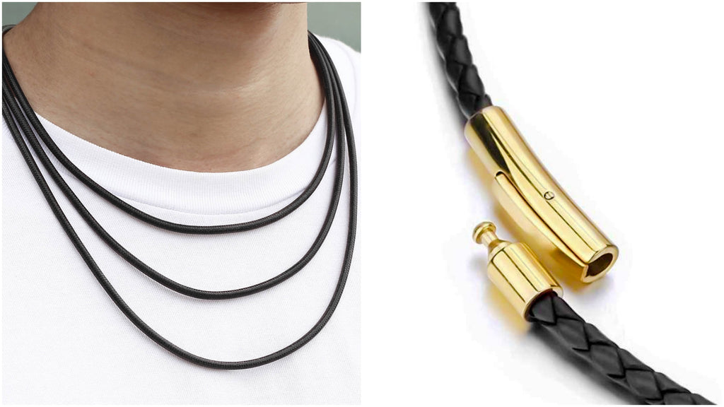 Simple Woman Man Leather Necklace Black Leather Choker Necklace