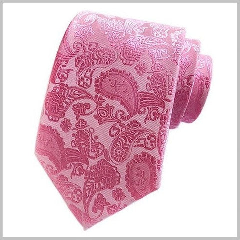 Cravatta in seta rosa con motivi cachemire