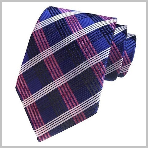 Cravatta in seta a quadri rosa viola