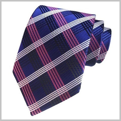 Purple Pink Check Silk Tie