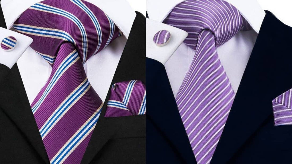 紫のストライプのネクタイ