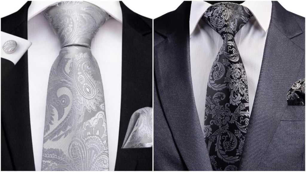 Silver Paisley Ties For Men