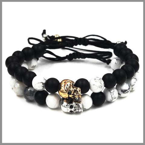 Beaded Skull Bracelet Set