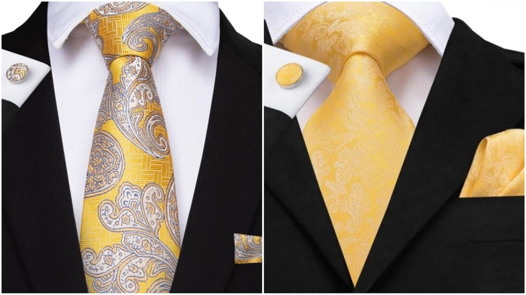 Cravatte Paisley gialle da uomo