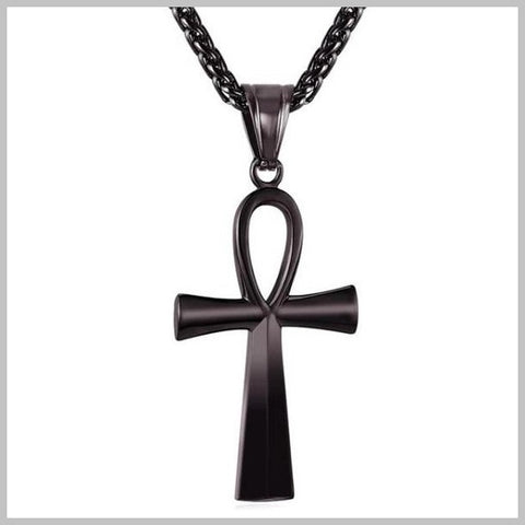 Black ankh cross necklace