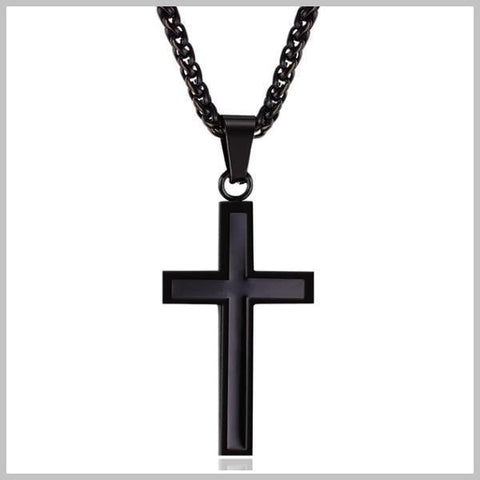 Collana con pendente croce nera su nera