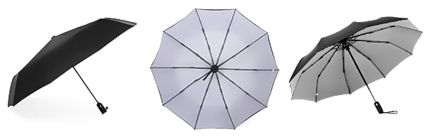 Grey & black 2-color umbrella displayed from three angles