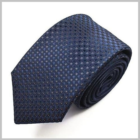 Cravatta in seta puntinata blu navy