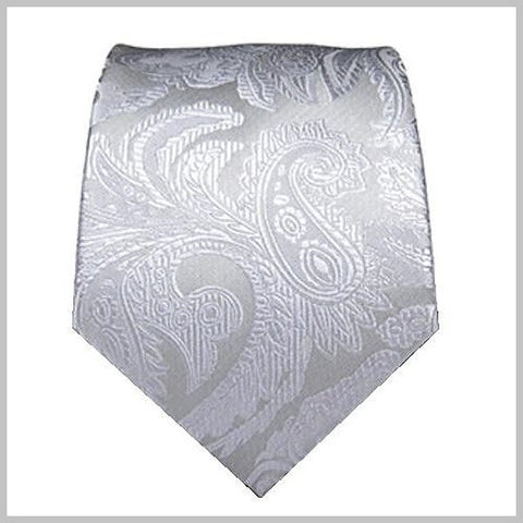 Cravatta argento con motivo cachemire 100% seta