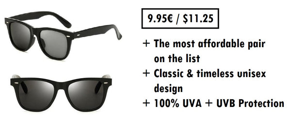 10ドル未満の男性用の標準的な黒のサングラス