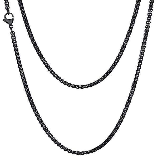 Black 2mm Box Chain Necklace