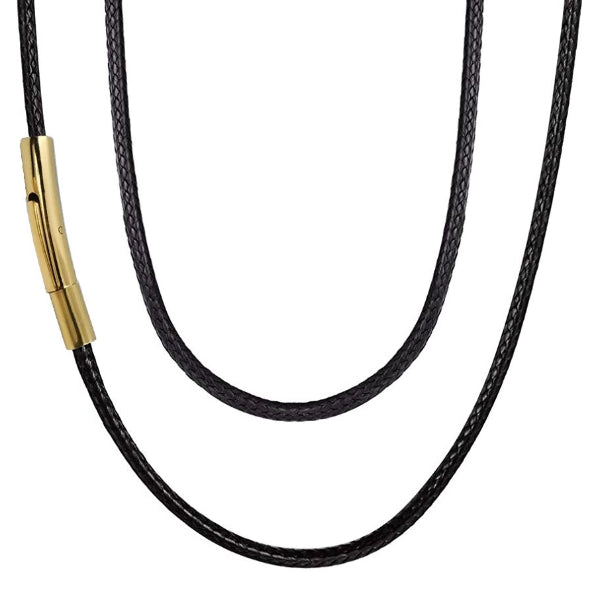 3mm Gold Leather Chain Necklace for Men