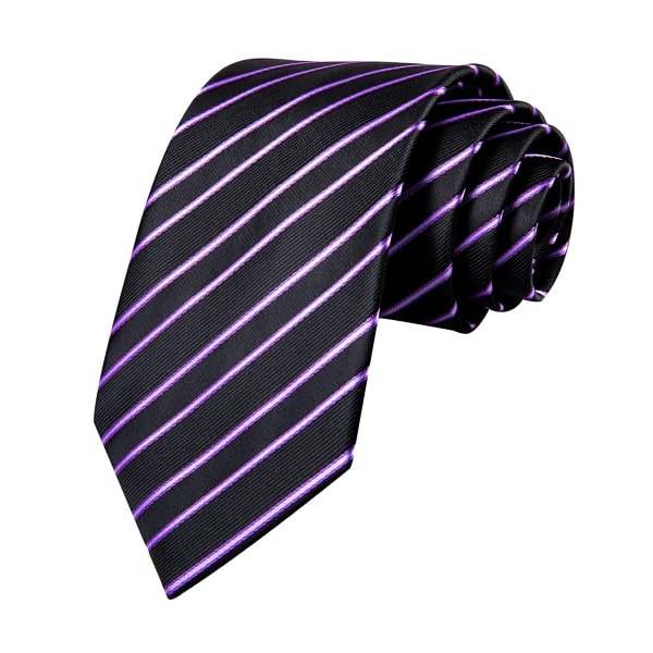 Black Silk Tie With Purple Stripes | Classy Men Collection