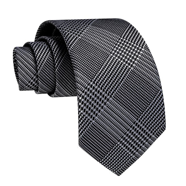 Black & White Glen Plaid Silk Tie | Classy Men Collection